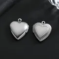 Heart-shaped 316 stainless steel photo locket pendant for DIY jewelry making projects - New Heart Locket 19.5*22.5mm / Hand Polishing