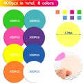 400pz note adesive tonde trasparenti PET in 8 colori neon, 1,75 pollici - Fluorescente 8 Colori (50 Fogli/Libro) / 41MM Rotondo