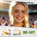 Soccer fan temporary face tattoos with flaming football and stars design, model BE-167 - Go Team! (BE-167)