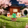 Cute miniature lucky cat and Buddha figurines on a see-saw base for creative home decor - Old Couple Figurine / Step by Step Promotion (1081-20)