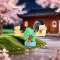 Creative Zakka style seesaw ornament featuring miniature Buddha and Lucky Cat figures - Old Couple Figurine / Everything Goes Well (1081-20)