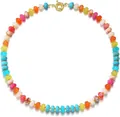 Bohemian vibrant dopamine style natural stone beaded necklace with a golden clasp - Style 108 / 6mm