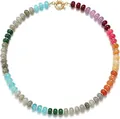 Bohemian style colorful natural stone and crystal beaded necklace with golden clasp - Style 109 / 6mm