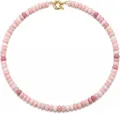 Elegant bohemian style necklace with pink natural stone beads and gold spring clasp. - Style 107 / 6mm