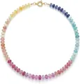Handmade Bohemian style rainbow natural stone beaded necklace with gold spring clasp - Style 102 / 6mm