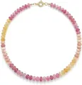 Handmade Bohemian natural stone beaded necklace with vibrant colorful crystal accents for women - Style 101 / 6mm
