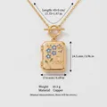 Gold-plated vintage copper locket necklace with flower and MOM engraving details - Rectangle MOM Locket Necklace