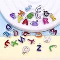 Set of 26 colorful enamel alphabet charms for DIY jewelry making - Alphabet Set (DY147) / Set of 26 / Style 79 White K Double Sided