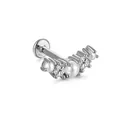 S925 sterling silver curved labret stud earring with white pearls and zircons - White Gold Single #2 (Artificial Pearl & Rhinestone)