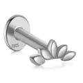 S925 sterling silver marquise fan flat back labret stud for cartilage piercings - Leaf Curved Row Diamond Style (Single #2) / White Gold