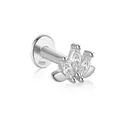 Elegant S925 sterling silver marquise crystal dragonfly leaf labret stud piercing jewelry - Marquise Flower Shape Style (Single #3) / White Gold