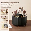 Professional obsidian black rotating makeup brush organizer with elegant gold accents - Basic Rotating Style / Obsidian Black