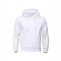 Plain white oversized hooded sweatshirt with front pocket and adjustable drawstring - White