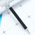 Elegant black rhinestone ballpoint pen with large crystal diamond top - 1.0mm Bullet Tip / Black