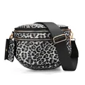 Leopard print crossbody shell bag with black wide strap and matching coin purse - 384 Leopard Black