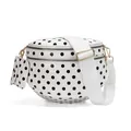Stylish white shell crossbody bag with black polka dots and a detachable coin purse - Polka Dot White