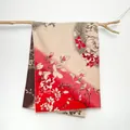 Vintage ethnic floral print thick scarf with magnolia pattern in red and beige colors - Magnolia Red Green