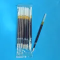 Detailed macro view showing a pack of black gel pen refills in transparent packaging. - 10 Refills Pack / Blue