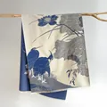 Vintage ethnic style blue bird pattern shawl in thickened imitation cashmere for winter - 180x65cm / Blue