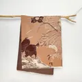 Vintage ethnic style bird and lotus print cashmere-like thickened warm winter shawl - 180x65cm / Khaki