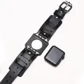 Correa de repuesto de cuero genuino negro vintage estilo brazalete para Apple Watch - 38/40mm / Negro