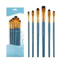 Professional 6-piece artist brush set with blue wooden handles for acrylic and oil painting - 6Pcs Filbert HB011C / Blue