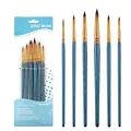 Professional 6-piece round tip artist paint brush set for watercolor, oil and acrylic - 6Pcs Round Peak HB011B / Blue
