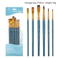 Professional 6-piece artist brush set for oil, watercolor, and acrylic painting - 6Pcs Mixed Peak HB011E / Blue
