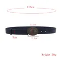 Elegant vintage women's belt featuring a decorative carved alloy buckle in dark blue - Style 1013 / Large (113cm) / Navy Blue