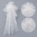 Elegant French style white bridal veil with multi-layer tulle bow and pearl hair comb - Tulle Bow Pearl Comb Veil (HS-J7176WHITE)