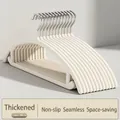 Durable cream white non-slip velvet clothes hangers with space-saving slim design - 5 Pack Seamless Thickened Hanger / Cream White