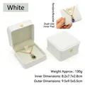 Boîte à bijoux couronne en cuir PU blanc pour rangement de colliers et cadeaux de mariage - Grande boîte à pendentif / Blanc