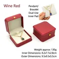 Élégante boîte à bijoux en similicuir bordeaux avec couronne pour colliers et bracelets - Grande boîte à pendentif / Bordeaux