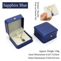 Boîte à bijoux en cuir PU bleu roi avec fermoir couronne dorée pour colliers et plus - Grande boîte à pendentif / Bleu