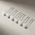 Set di 6 eleganti forcine per capelli a forma di fiore bianco per acconciature - Set da 6 pezzi (Forcina per capelli a fiore simulato micro-intagliato) / Argento