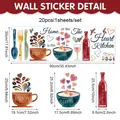 Set de stickers muraux de cuisine avec tasse de café et bol, autocollants en PVC. - 30*90cm