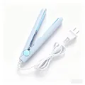 Portable light blue mini hair straightener flat iron for versatile styling and travel - Blue Shell Blue Plate