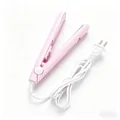 Mini multifunctional pink hair straightener and curler tool for versatile styling - Pink Shell Pink Plate