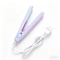 Portable mini 2-in-1 hair straightener and curler in pastel purple with blue plates - Purple Shell Blue Plate