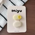 Set aus gelben Gingham- und Stoff-BB-Haarspangen für Mädchen auf einer miyu-Karte - 2-Gelbe Gruppe