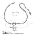 Silbernes Edelstahl-Kettenarmband mit glitzerndem Buchstaben H Anhänger für Damen - H Stahlfarbenes Armband