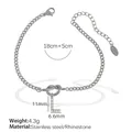 Elegantes Edelstahl-Armband mit Buchstabe L, Strasssteinen und feinem Knotendesign - L Stahlfarbenes Armband