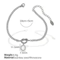 Edelstahl Knoten Armband mit funkelndem Strass Buchstabe O Anhänger und Maßen - O Stahlfarbenes Armband