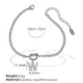 Hochwertiges Armband aus silberfarbenem Edelstahl mit Strassbuchstabe W Anhänger - W Stahlfarbenes Armband