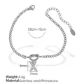 Silbernes Edelstahlarmband mit Strass-Initialen X-Anhänger und verstellbarer Kette - X Stahlfarbenes Armband