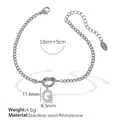 Edelstahl-Gliederkette mit funkelndem Strass-Buchstaben G Anhänger und Verlängerungskette - G Stahlfarbenes Armband