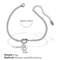 Silbernes Armband aus Edelstahl mit Strass-Buchstabe B und Knotendetail für Damen. - B Stahlfarbenes Armband