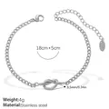 Silbernes Edelstahl-Knotenarmband mit verstellbarer 18+5 cm Länge - Silbernes Knotenarmband