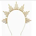Eleganter goldener Sonnenstrahl Heiligenschein Krone Haarreif für Göttin Cosplay und Partys - Gold (Ohne Strass)