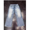 Vintage American style men's wide-leg denim jeans with a faded light blue wash finish - S / Light Blue